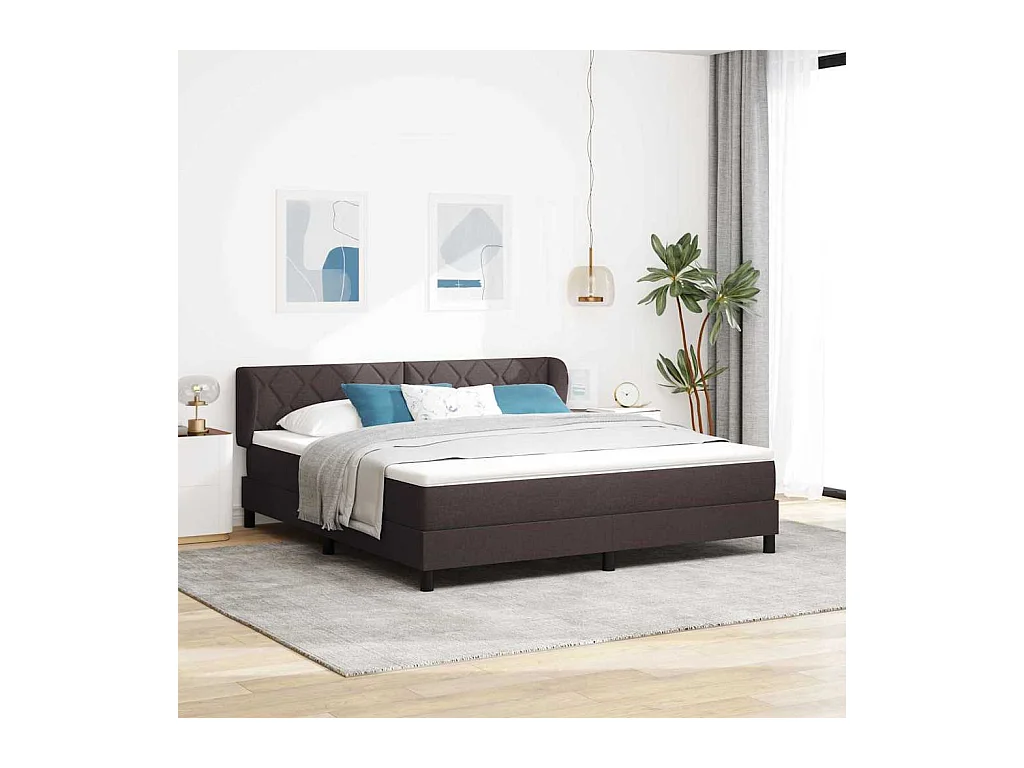 Cama box spring com colchão Castanho escuro 180 x 200 cm tecido