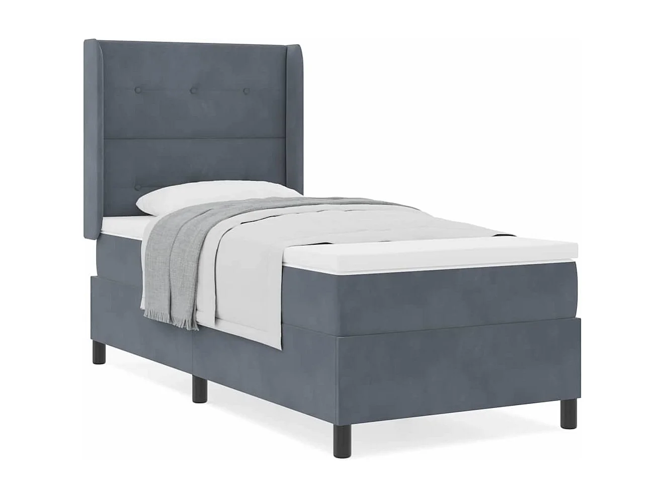Cama tipo Box Spring Gris oscuro 90 x 190 cm Terciopelo