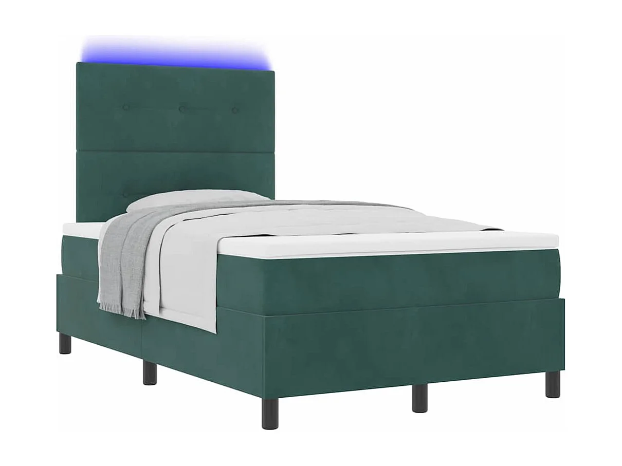 Cama tipo Box Spring Verde oscuro 120 x 200 cm Terciopelo