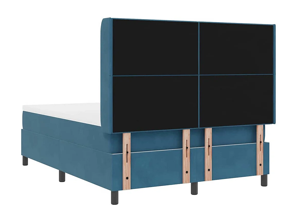 Cadre de lit avec Matelas LED Bleu 140 x 190 cm Velours