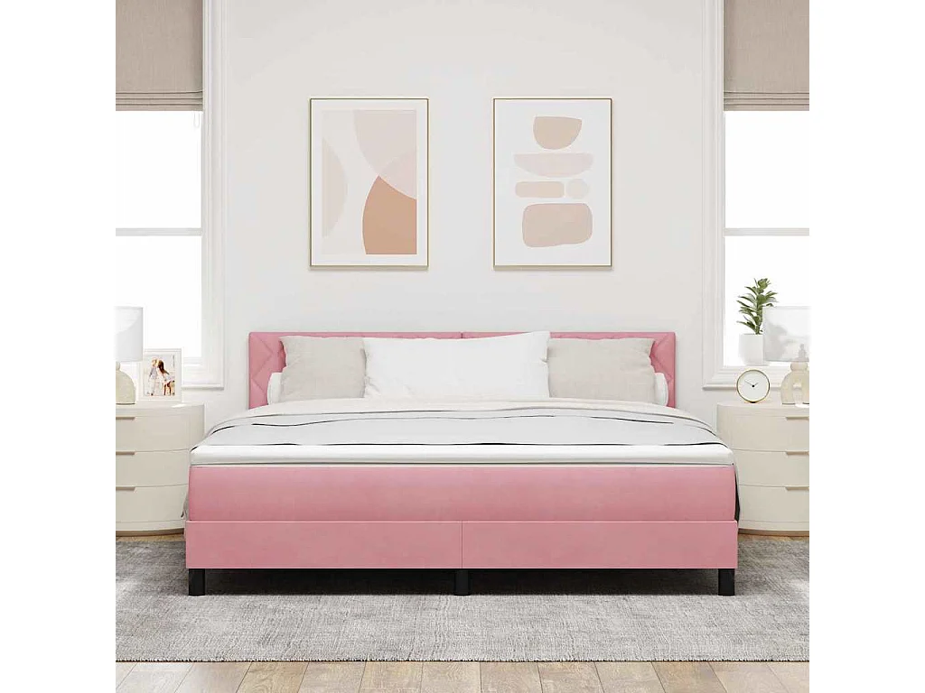Cadre de lit avec matelas Rose 180 x 200 cm tissu