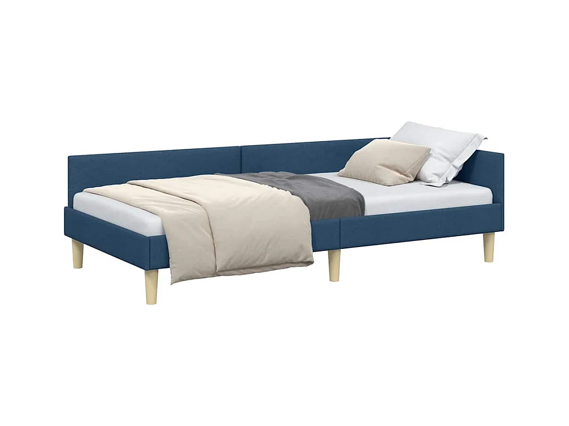 Cadre de lit d'angle Bleu 80 x 200 cm Tissu et bois reconstitué