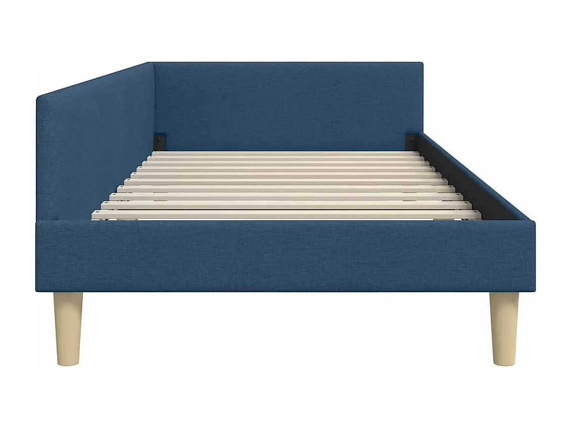 Cadre de lit d'angle Bleu 80 x 200 cm Tissu et bois reconstitué