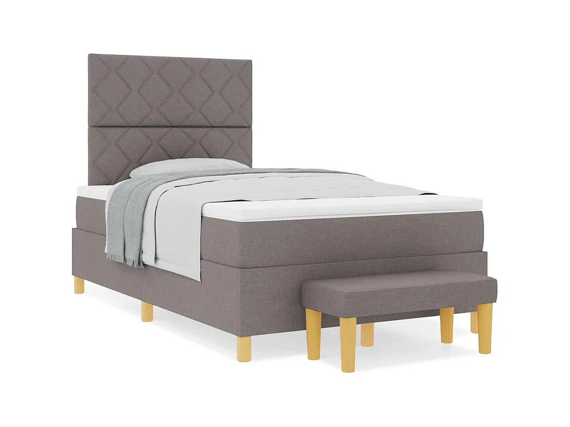 Cadre de lit avec matelas Taupe 120 x 200 cm tissu
