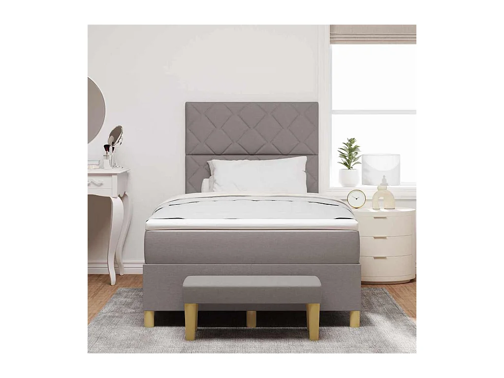 Cadre de lit avec matelas Taupe 120 x 200 cm tissu