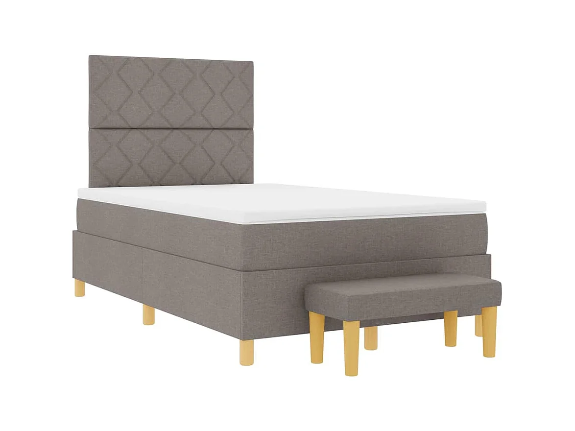 Cadre de lit avec matelas Taupe 120 x 200 cm tissu
