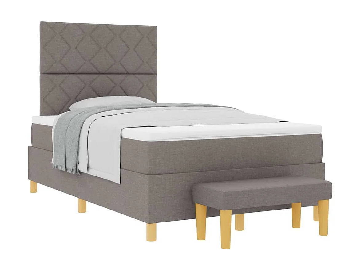 Cama tipo Box Spring con colchón Taupé 120 x 200 cm tela