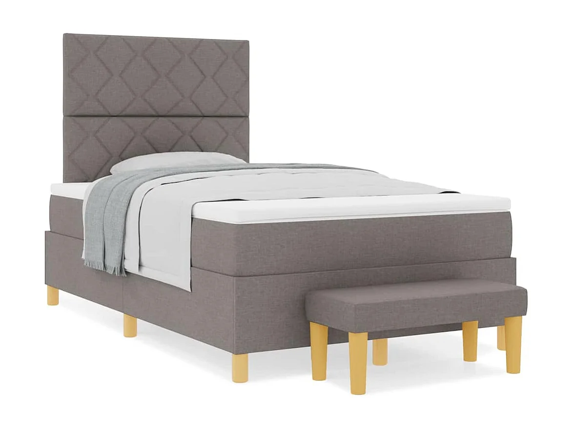 Cama tipo Box Spring con colchón Taupé 120 x 200 cm tela