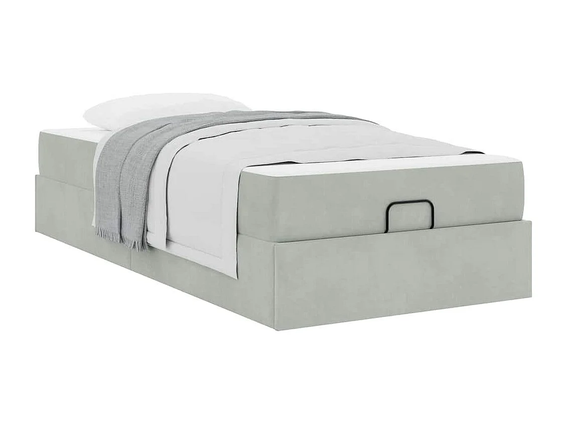 Cadre de lit avec matelas Gris clair 80 x 200 cm Velours