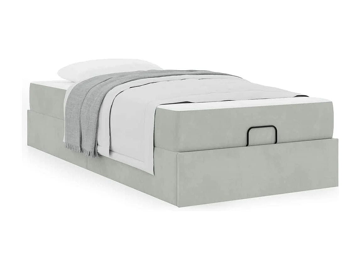 Cadre de lit avec matelas Gris clair 80 x 200 cm Velours