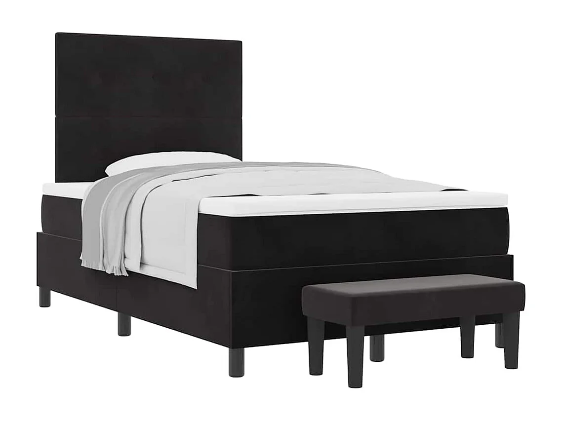 Cama tipo Box Spring con colchón Negro 120 x 190 cm Terciopelo