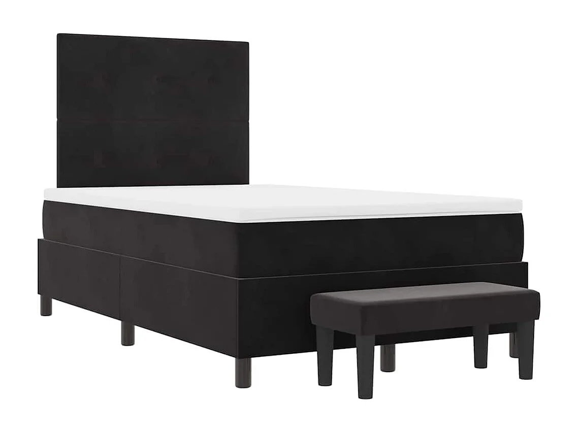 Cama tipo Box Spring con colchón Negro 120 x 190 cm Terciopelo