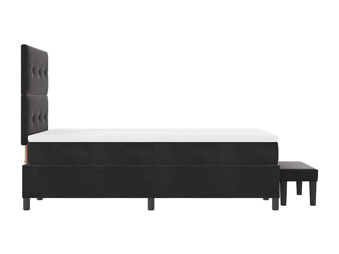 Cama tipo Box Spring con colchón Negro 120 x 190 cm Terciopelo