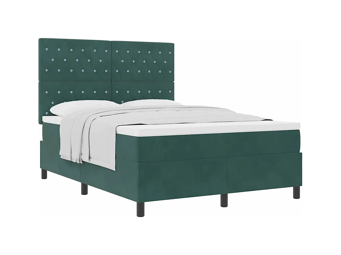 Cadre de lit avec matelas Vert foncé 140 x 190 cm Velours