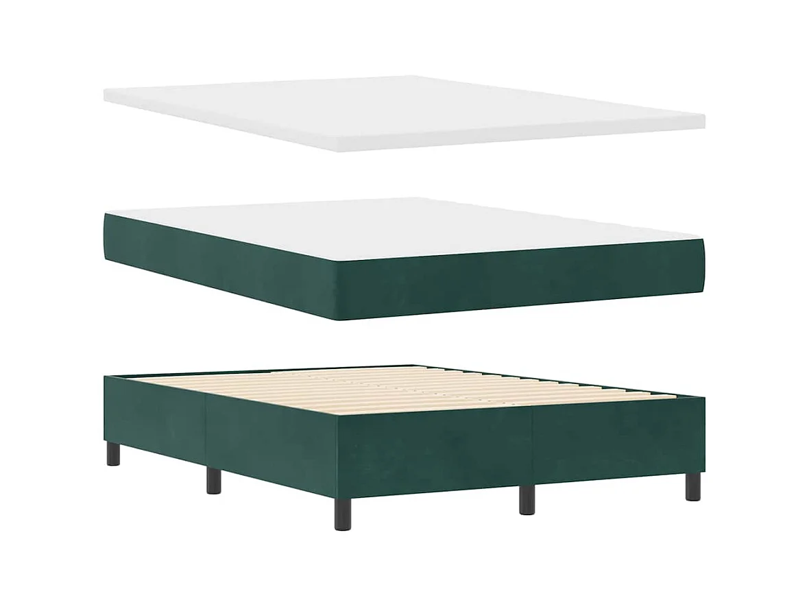 Cadre de lit avec matelas Vert foncé 140 x 190 cm Velours