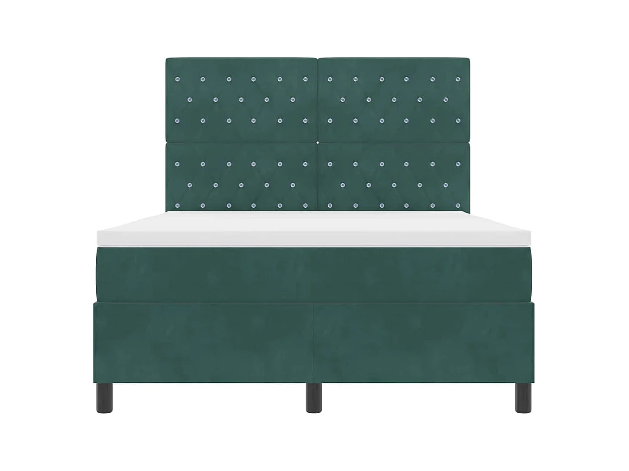 Cadre de lit avec matelas Vert foncé 140 x 190 cm Velours