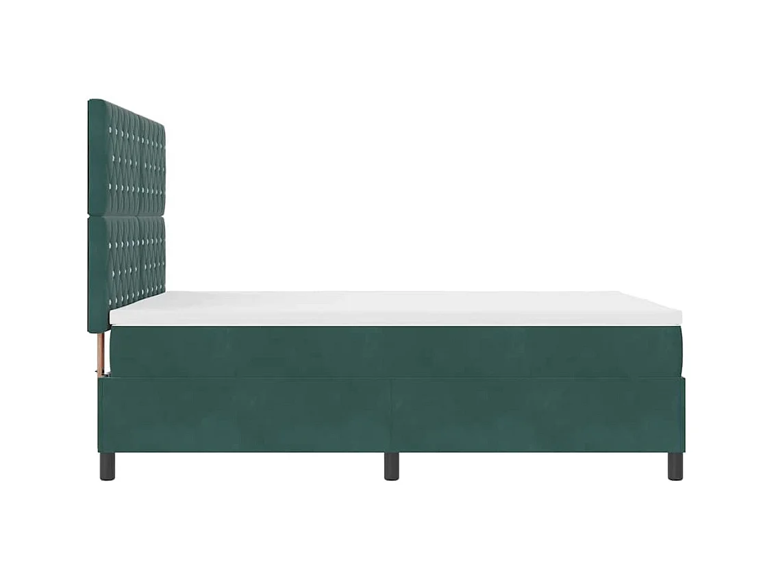 Cadre de lit avec matelas Vert foncé 140 x 190 cm Velours
