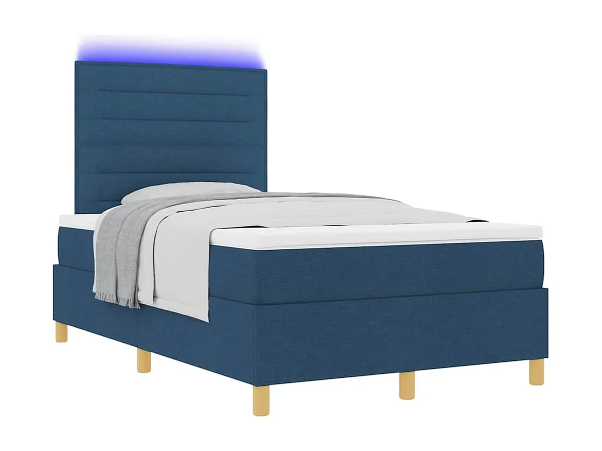 Cama tipo Box Spring con colchón Azul 120 x 200 cm tela