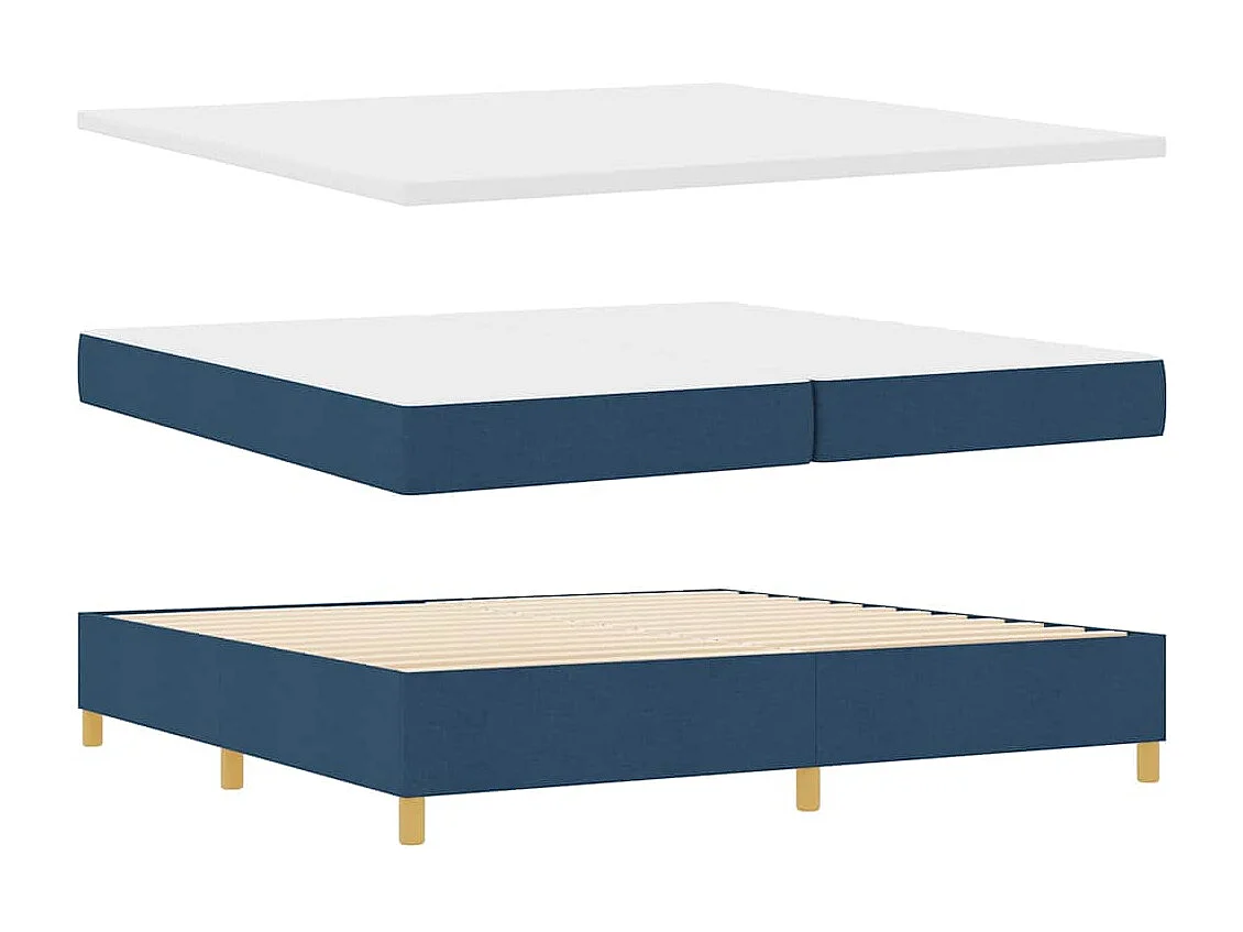 Cama tipo Box Spring con colchón Azul 200 x 200 cm tela