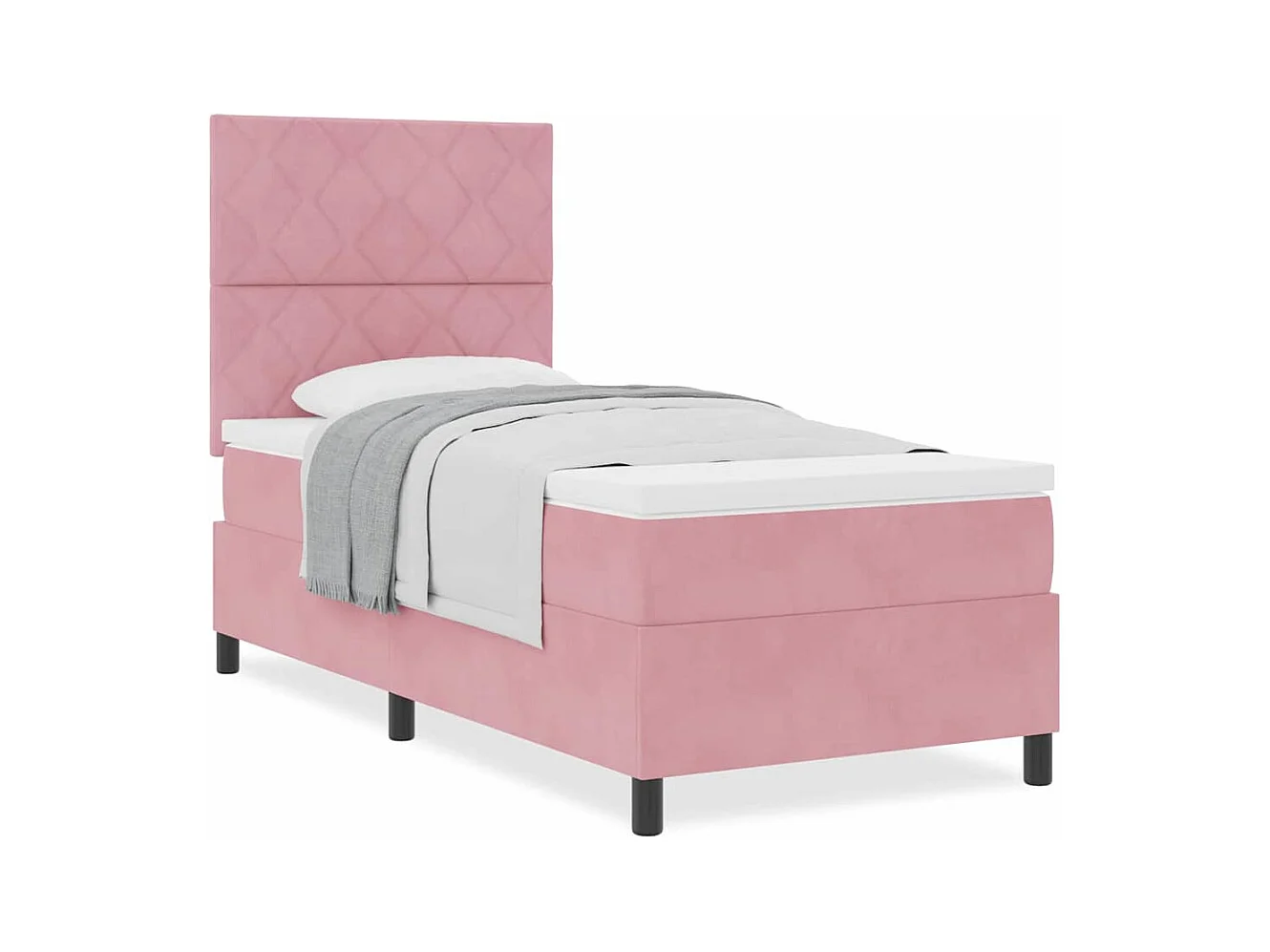 Cadre de lit avec matelas Rose 100 x 200 cm Velours