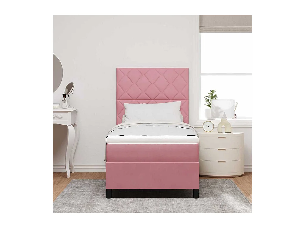Cadre de lit avec matelas Rose 100 x 200 cm Velours