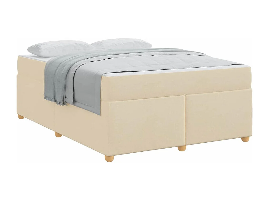 Cadre de lit avec matelas Crème 140 x 200 cm tissu