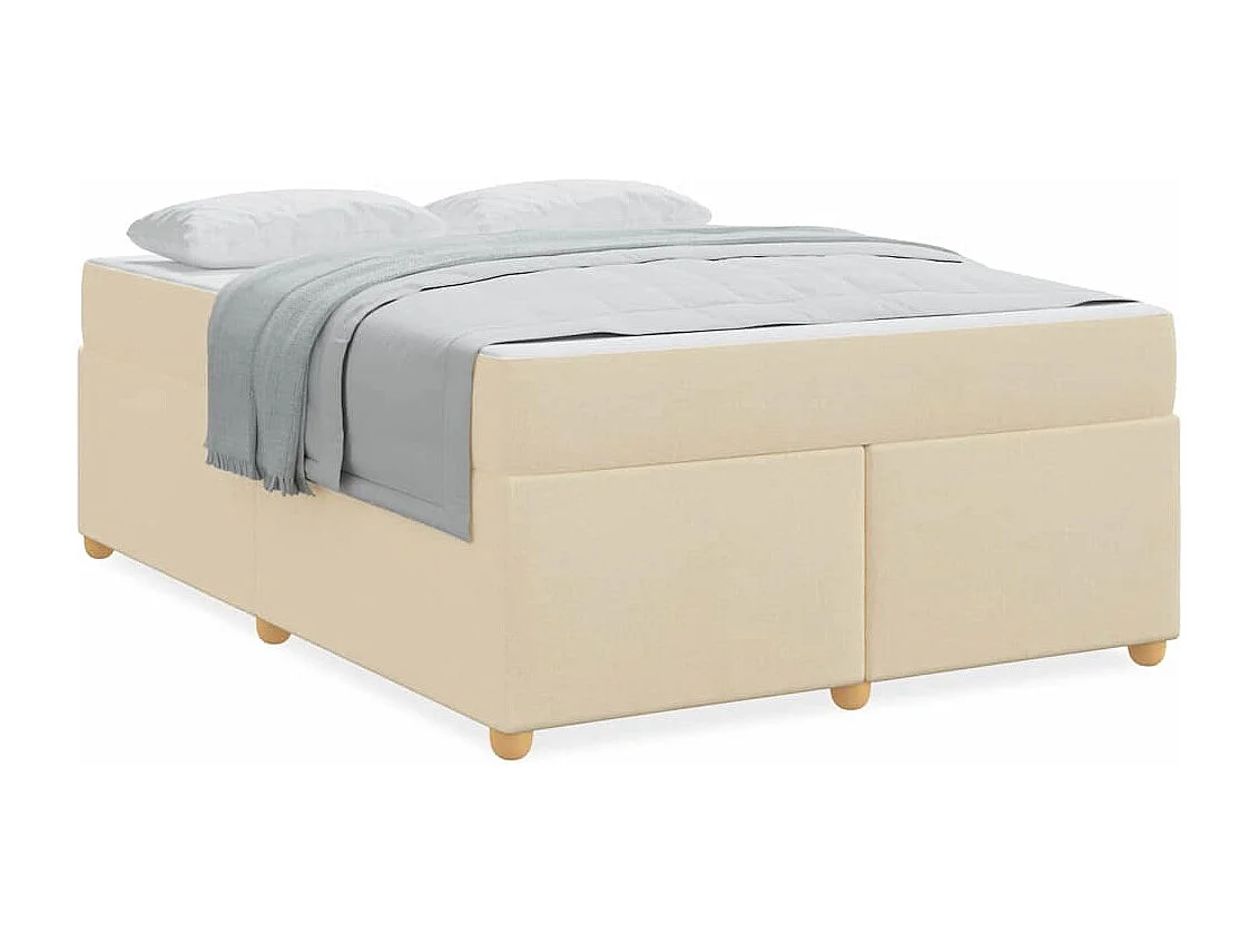 Cadre de lit avec matelas Crème 140 x 200 cm tissu