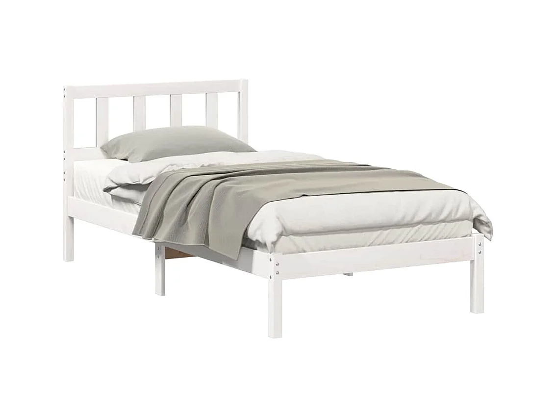 Estrutura da Cama Branco 90 x 190 cm Madeira de pinho maciça