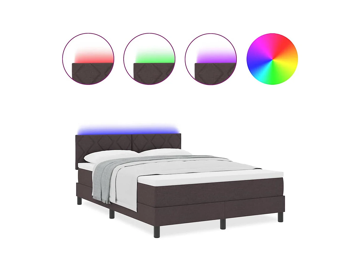 Cadre de lit avec matelas Marron foncé 140 x 200 cm tissu