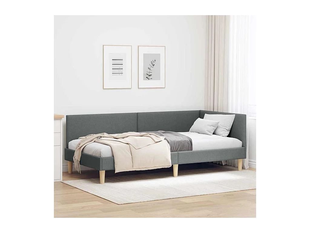 Estructura de cama en esquina Otro Gris oscuro 100 x 200 cm