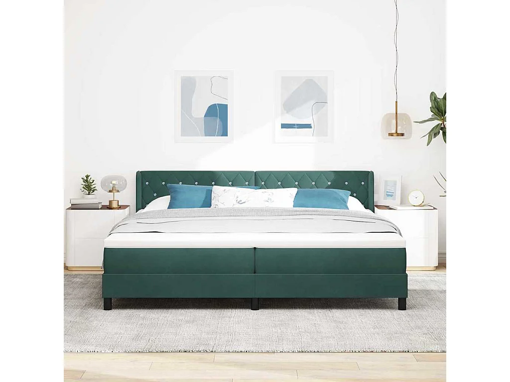 Cadre de lit avec matelas noir 100x200 cm en velours