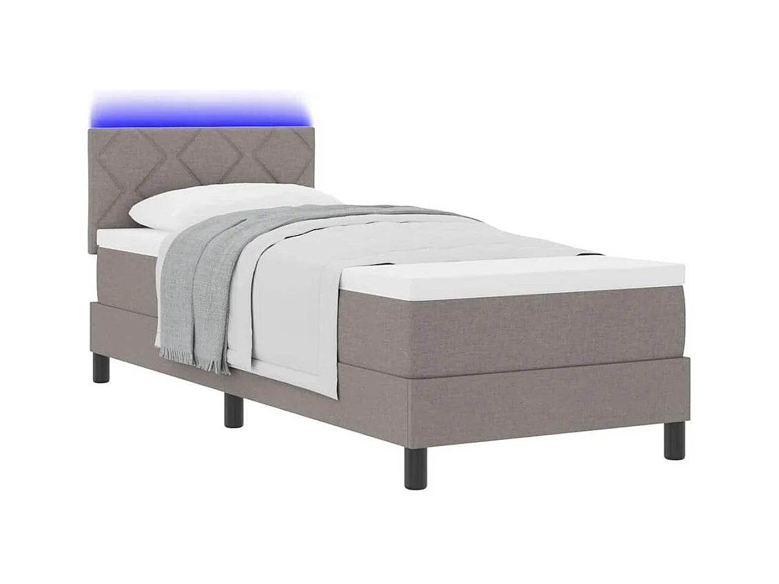Cadre de lit avec matelas Taupe 80 x 200 cm tissu