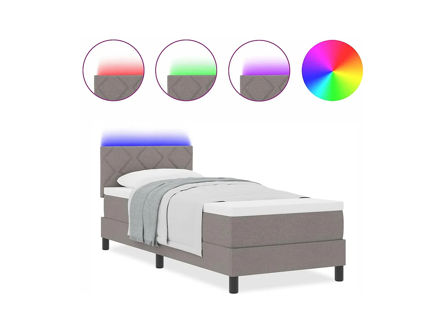 Cadre de lit avec matelas Taupe 80 x 200 cm tissu