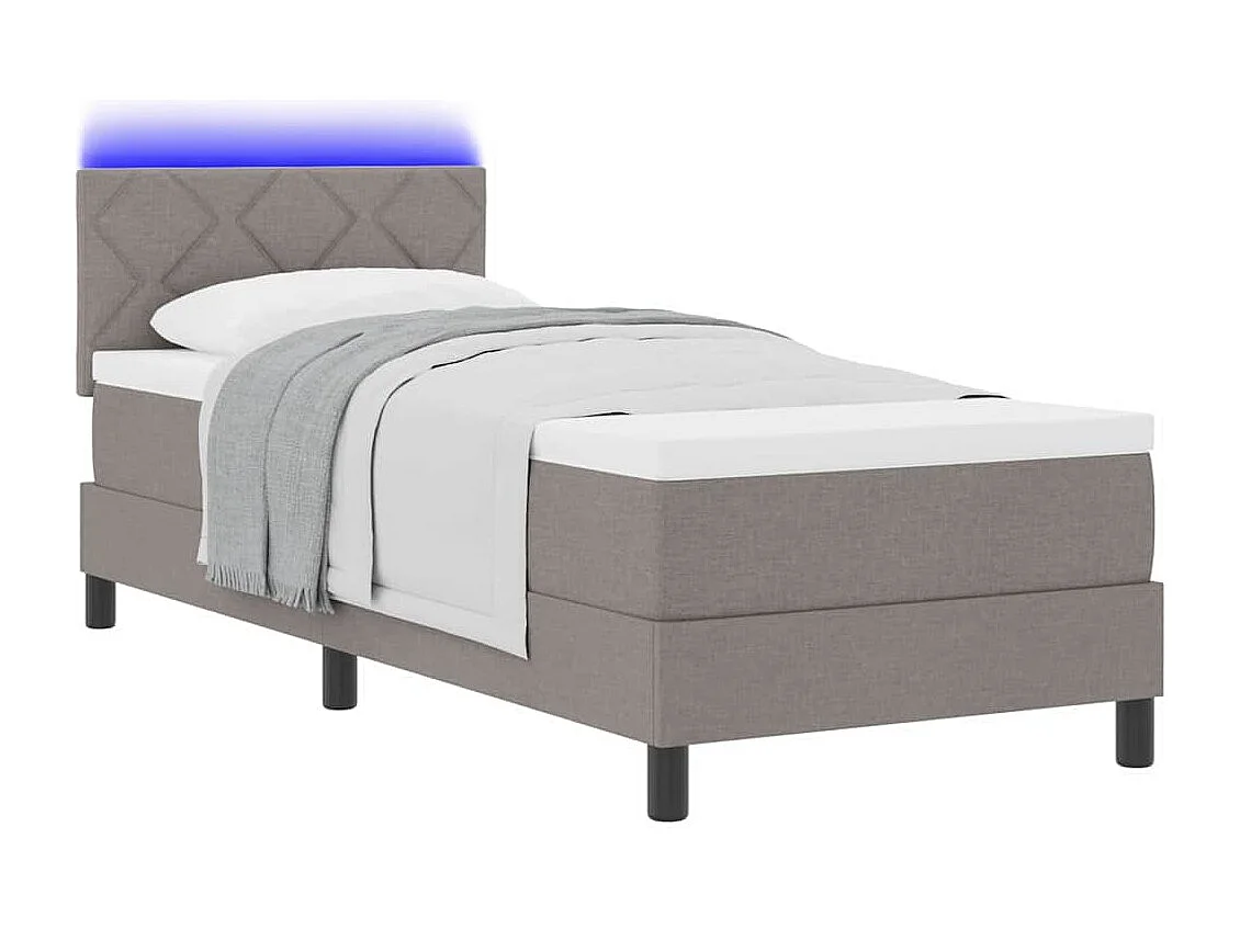 Cadre de lit avec matelas Taupe 80 x 200 cm tissu
