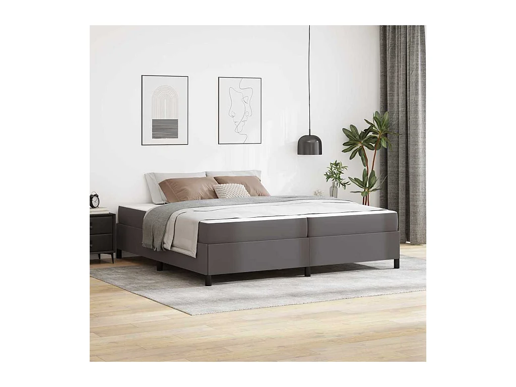 Estructura de cama con colchón con colchón Gris 200 x 200 cm