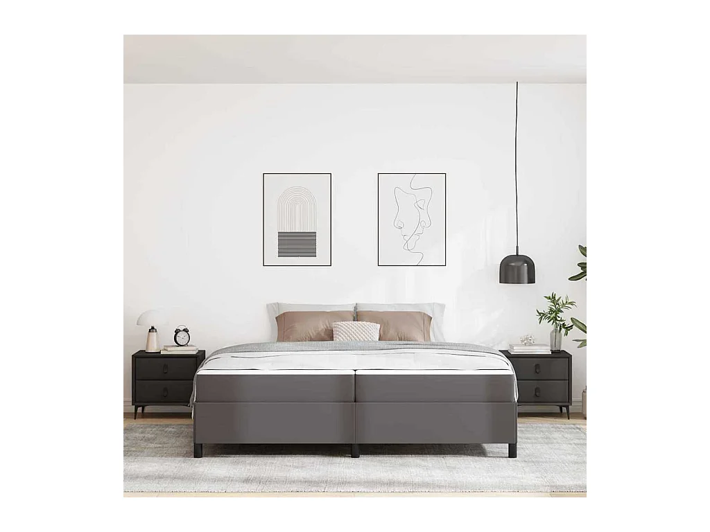 Estructura de cama con colchón con colchón Gris 200 x 200 cm