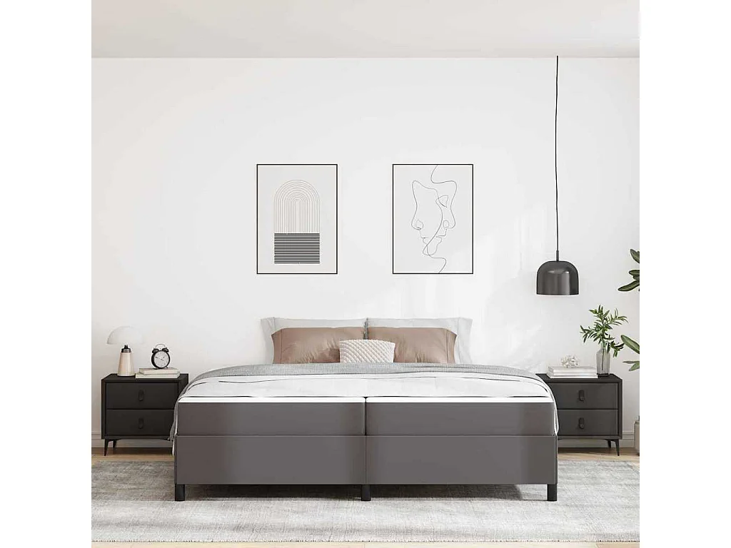 Cadre de lit avec matelas Gris 200 x 200 cm Faux cuir