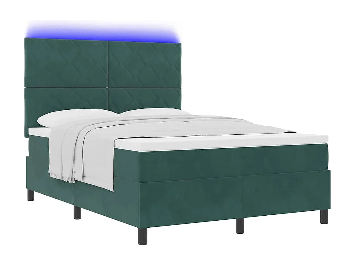 Cadre de lit avec matelas Vert foncé 160 x 200 cm Velours