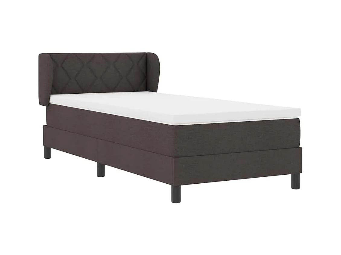 Cadre de lit avec matelas Marron foncé 90 x 200 cm tissu