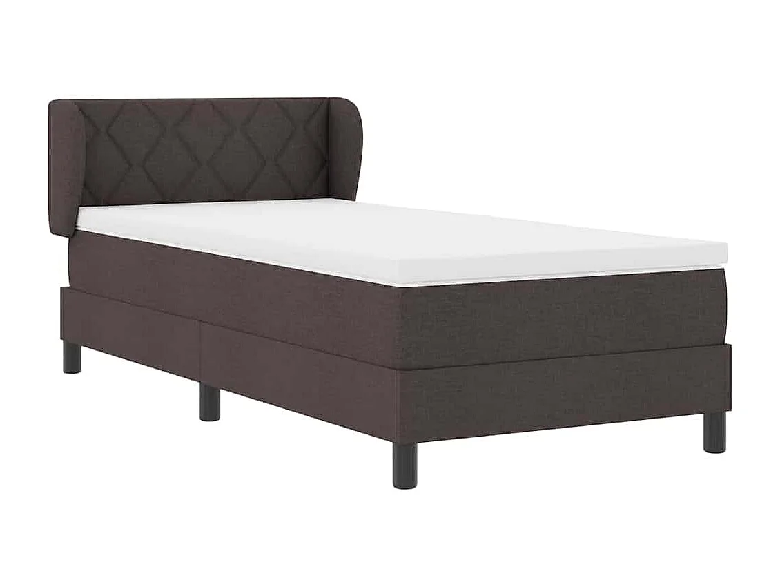Cadre de lit avec matelas Marron foncé 90 x 200 cm tissu