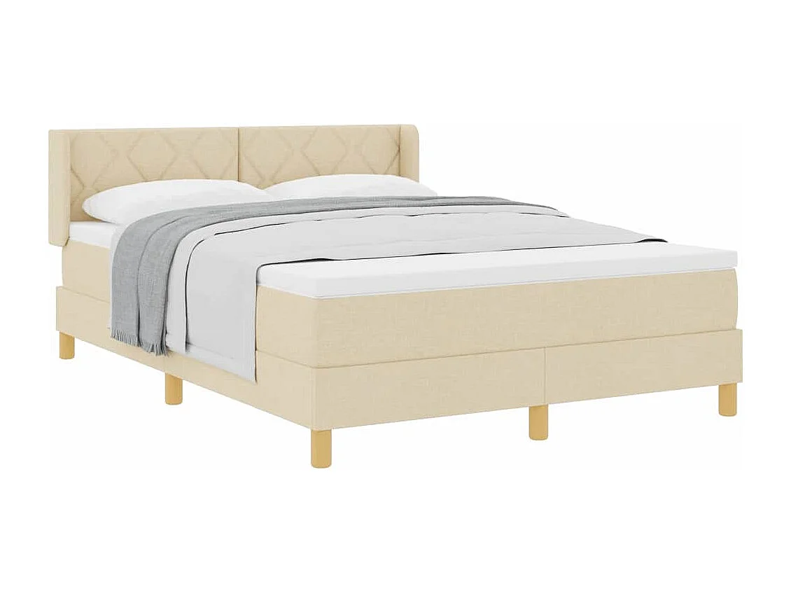 Cadre de lit avec matelas Crème 160 x 200 cm tissu