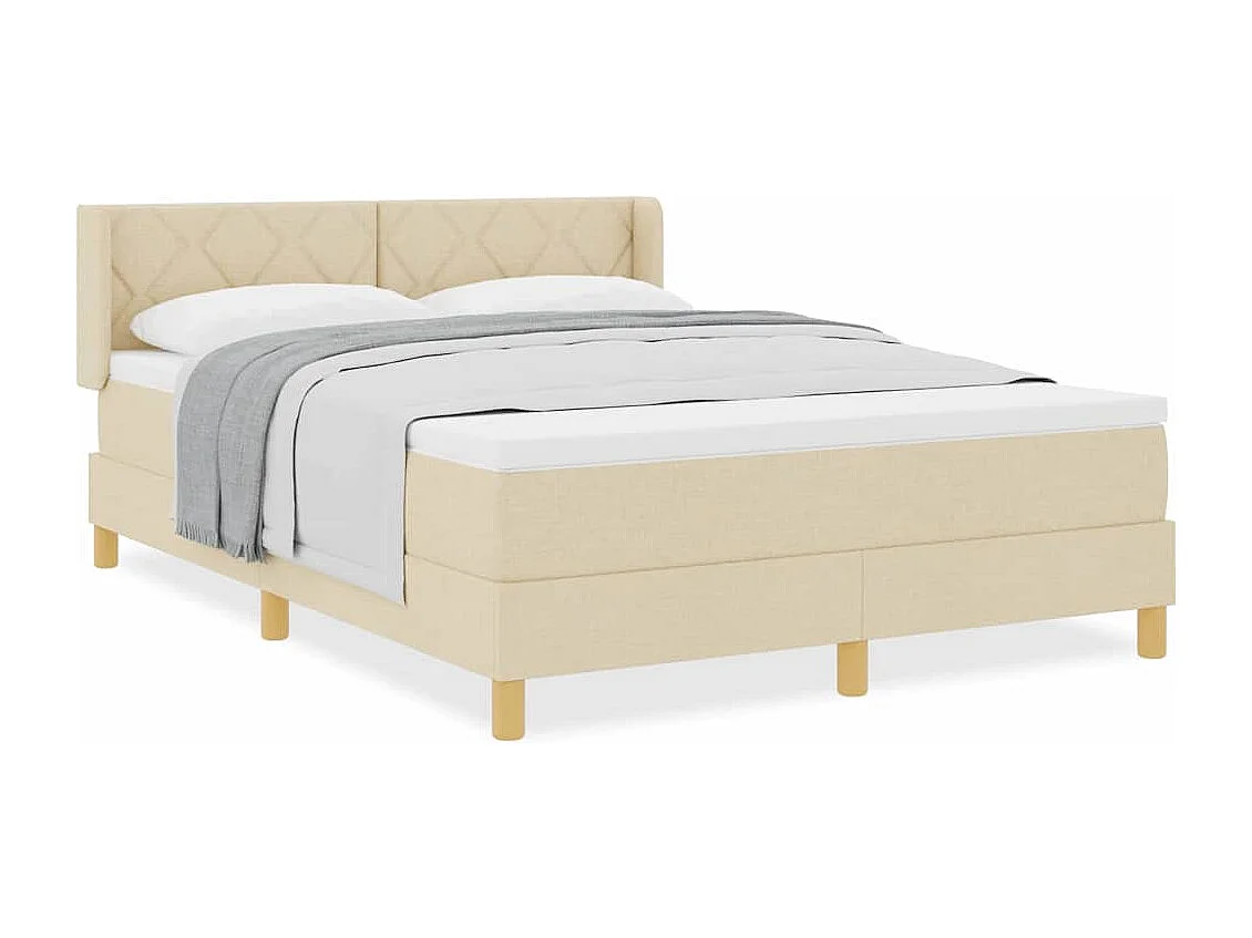 Cadre de lit avec matelas Crème 160 x 200 cm tissu