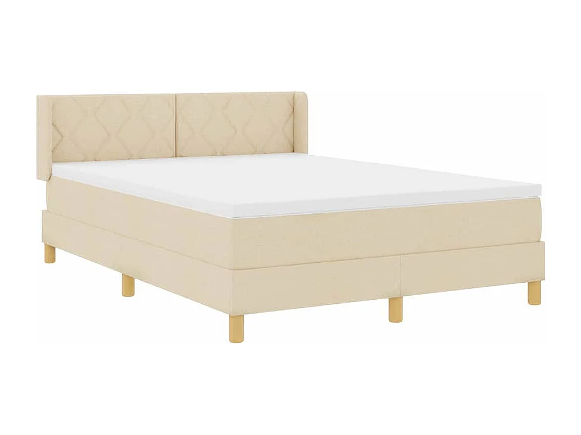 Cadre de lit avec matelas Crème 160 x 200 cm tissu