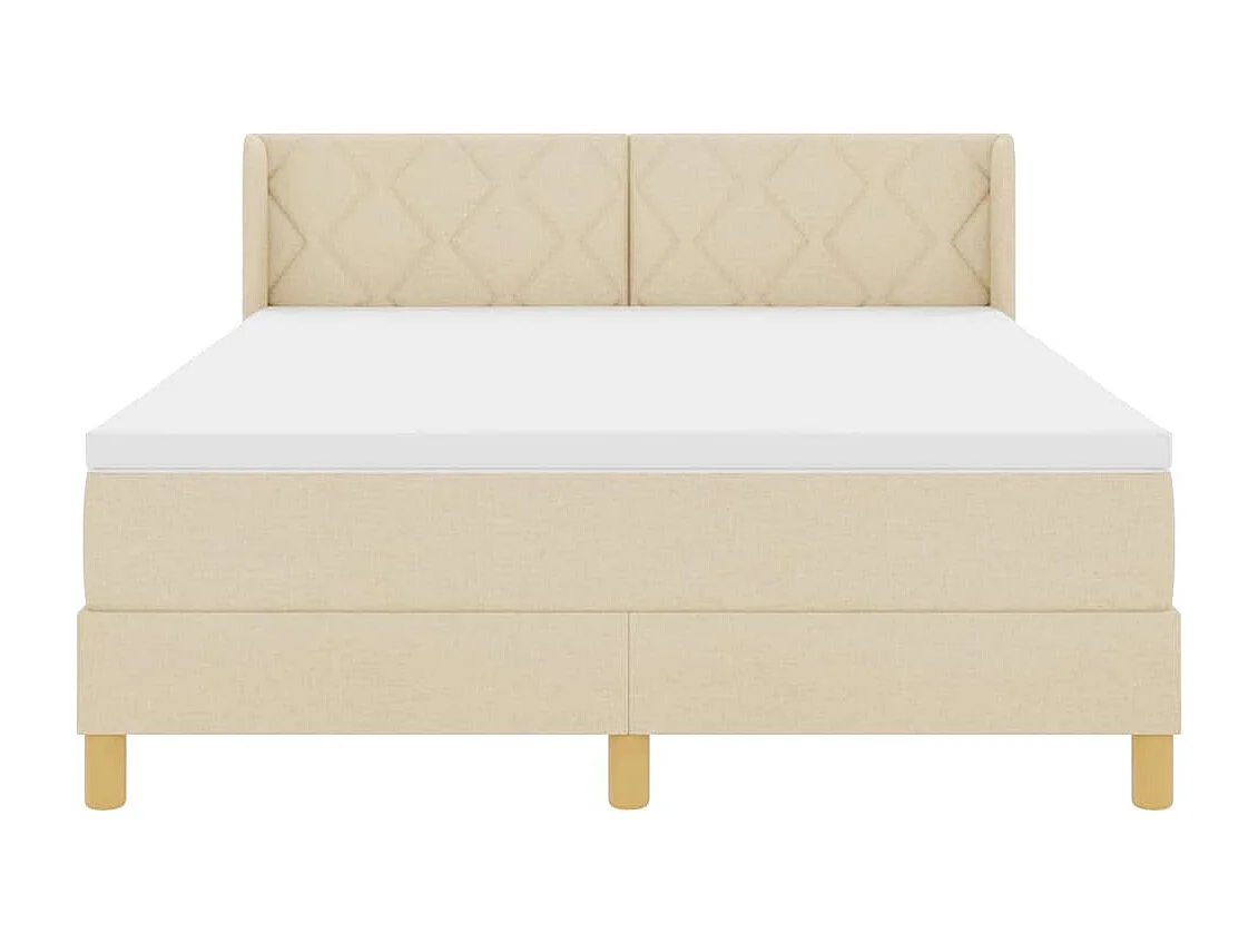 Cadre de lit avec matelas Crème 160 x 200 cm tissu