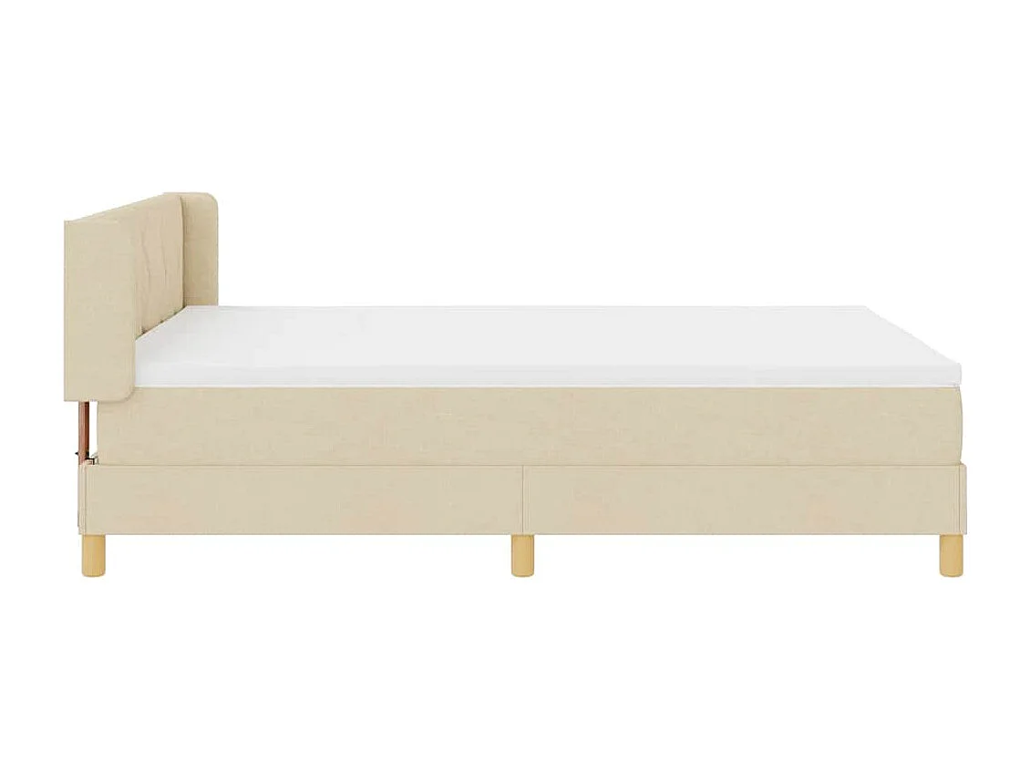 Cadre de lit avec matelas Crème 160 x 200 cm tissu