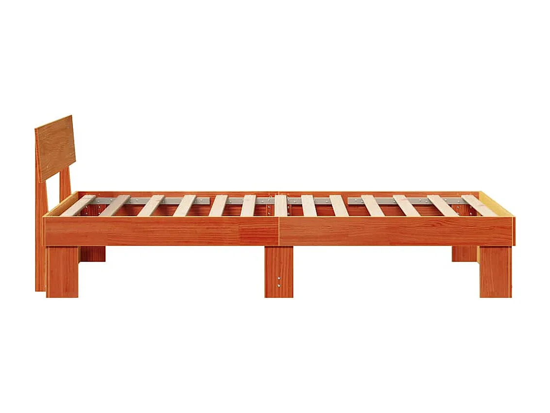 Estructura de cama con cabecera Marrón cera 90 x 190 cm