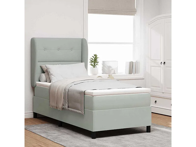 Cadre de lit avec matelas Gris clair 80 x 200 cm Velours