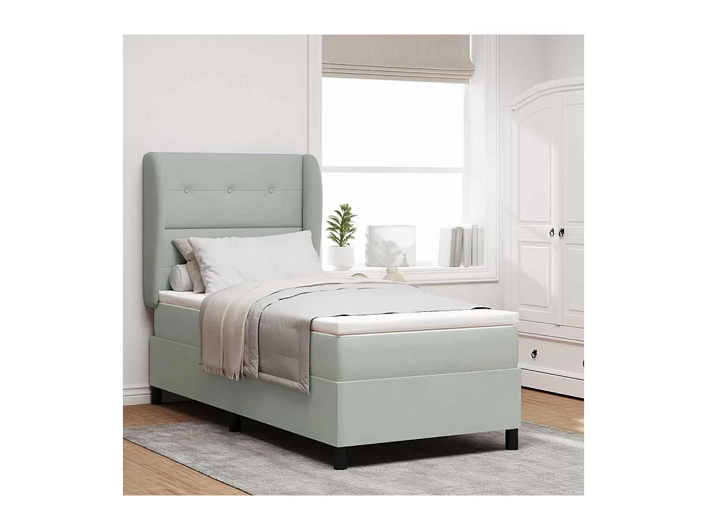 Cadre de lit avec matelas Gris clair 80 x 200 cm Velours