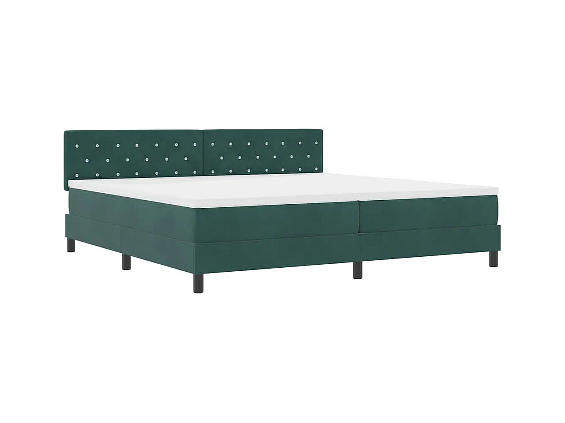 Cama Box com colchão Verde-escuro 200 x 200 cm Veludo