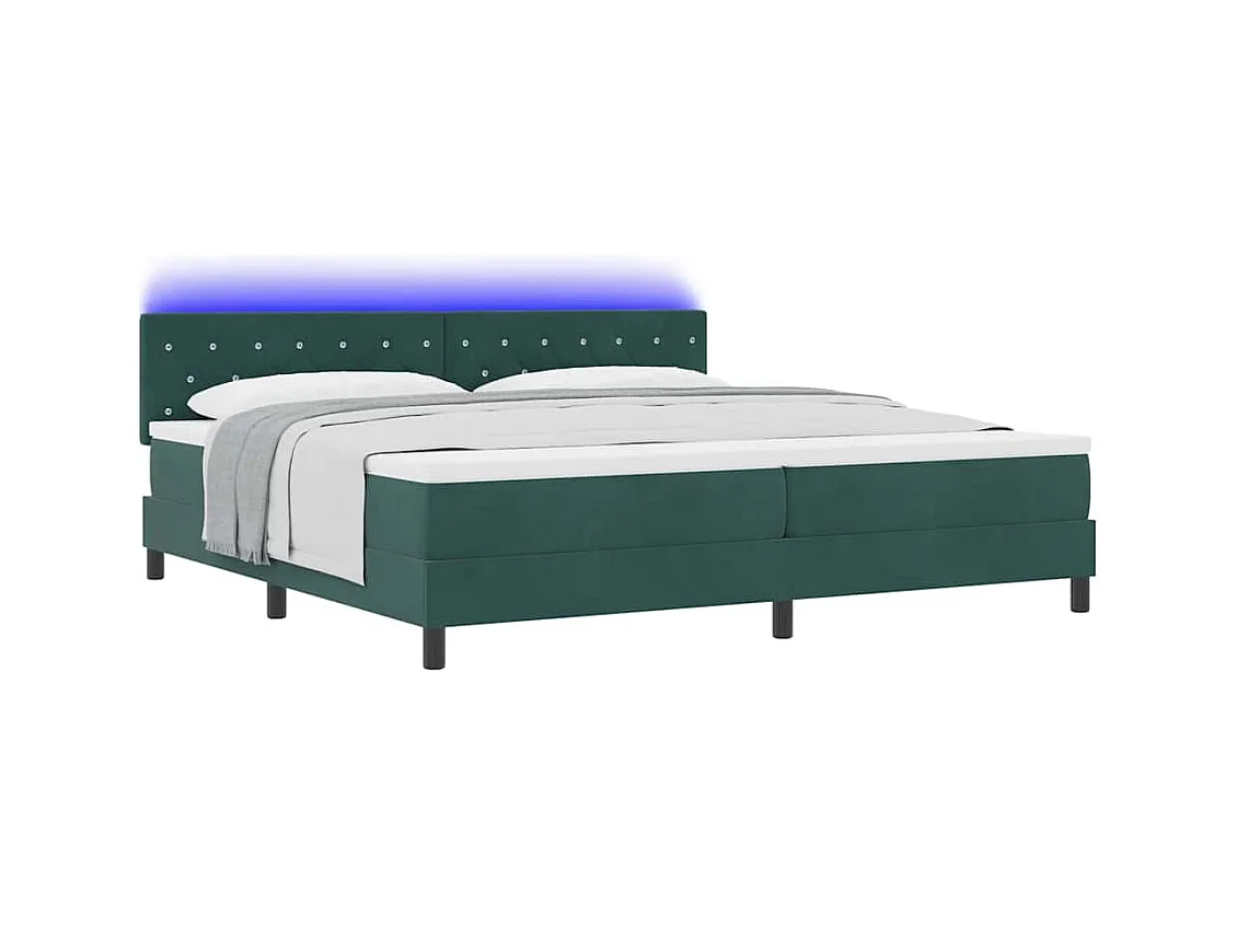 Cama Box com colchão Verde-escuro 200 x 200 cm Veludo